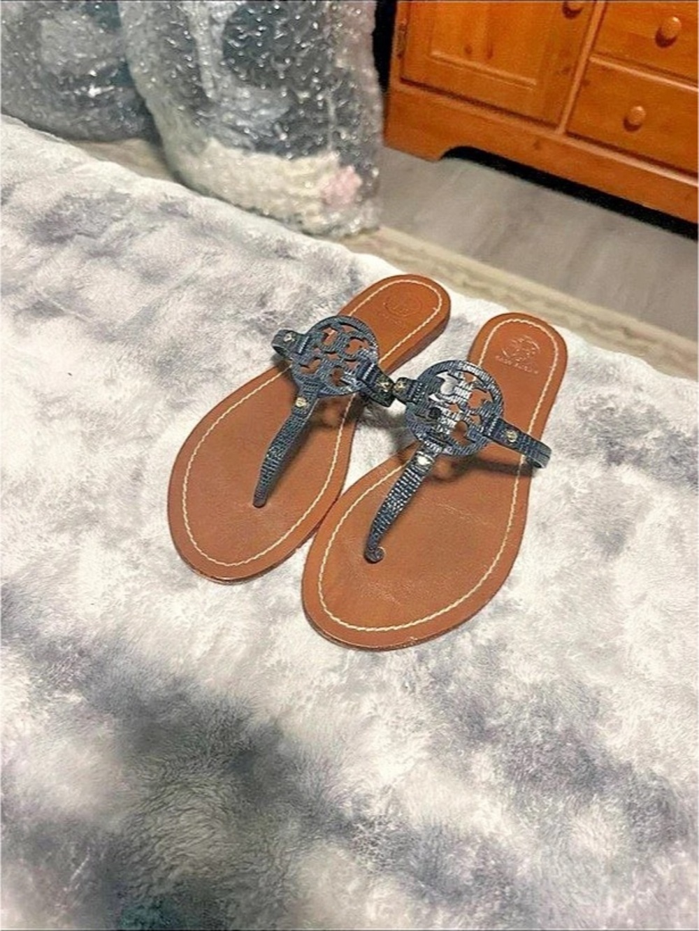 Tory Burch Miller Tejus Print Sandal Brown & Black